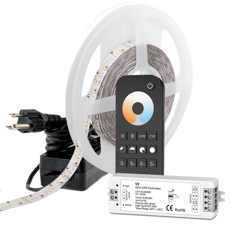 Color Temperature Dimmable 24V LED Strip Light Kit